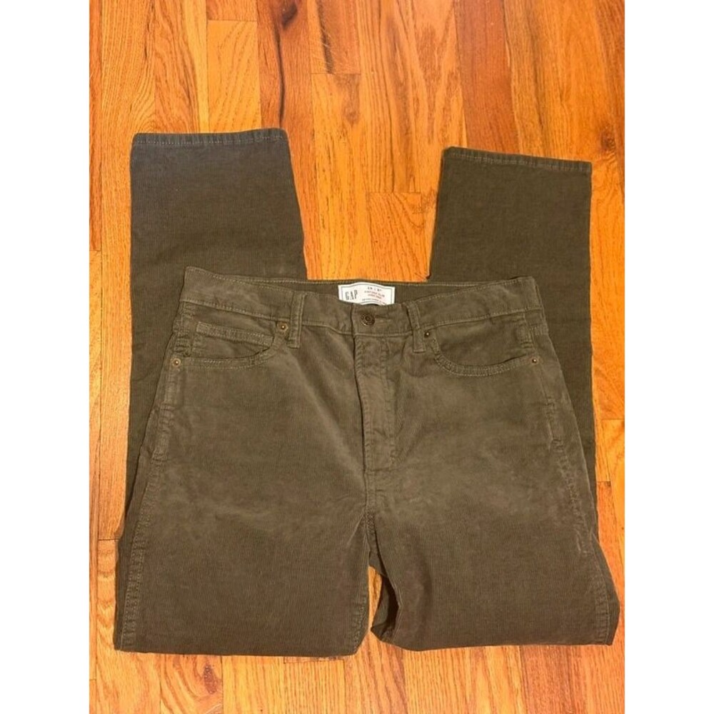EUC Women’s 8 29 27” inseam dark green corduroy pants Gap high rise slim
